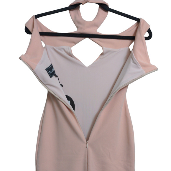 Nookie Hollywood Midi Dress Blush Pink Off the Shoulder Cutout Choker XS New - Picture 7 of 12